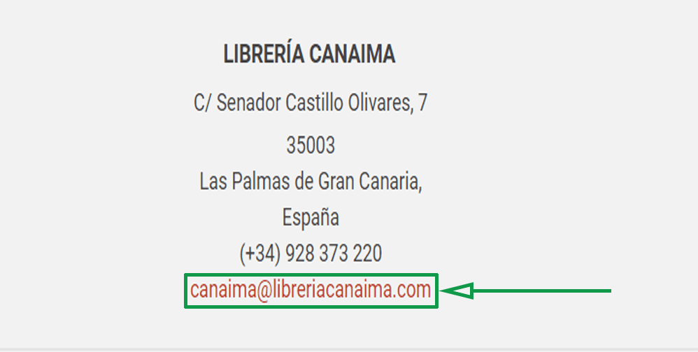 Marketing para librerías. Ejemplo de dirección de correo