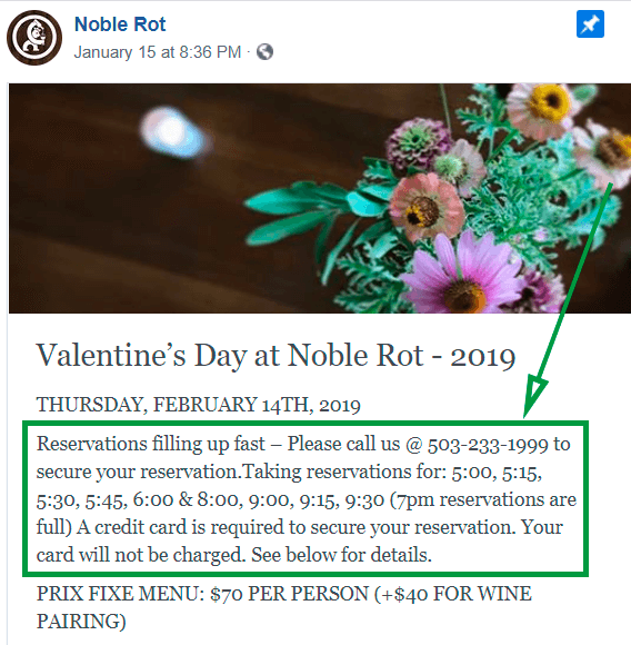 marketing for valentine's-day noble rot reservations