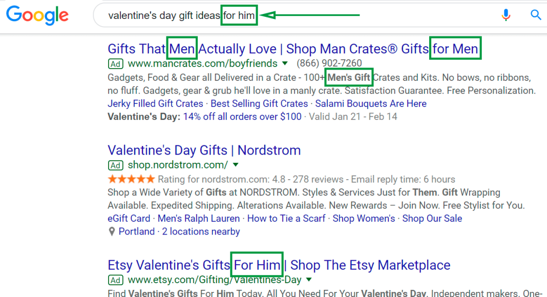 marketing for valentine's day valentine's day search ad