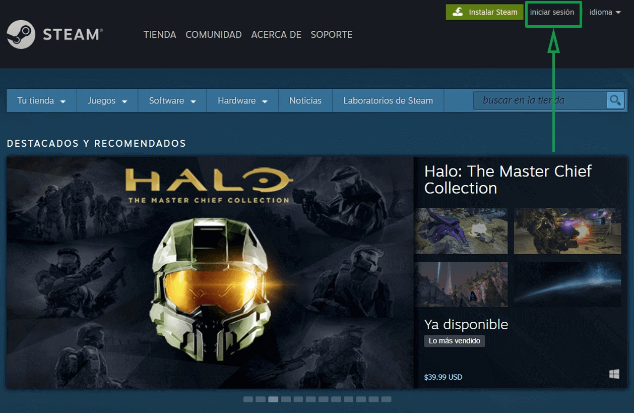 1. Marketing para videojuegos. Página principal de Steam