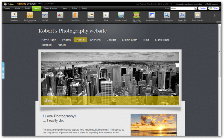 how to create a professional-website godaddy interface