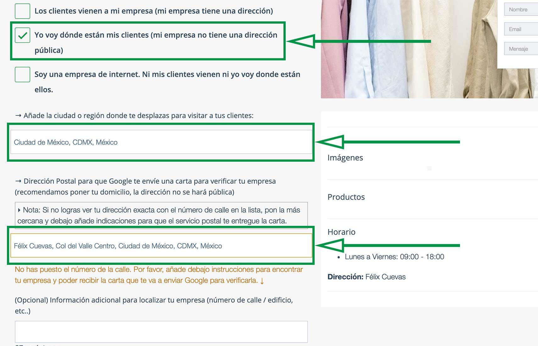 Crear Página Web para vender ropa. Información área de alcance