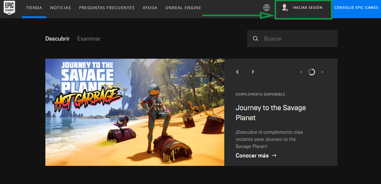 2. Marketing para videojuegos. Página de Epic Games Store