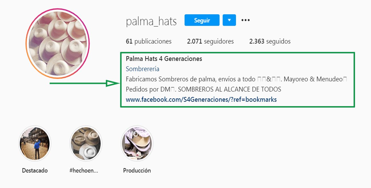 Estrategias para vender artesanías por internet. Ejemplo de Instagram