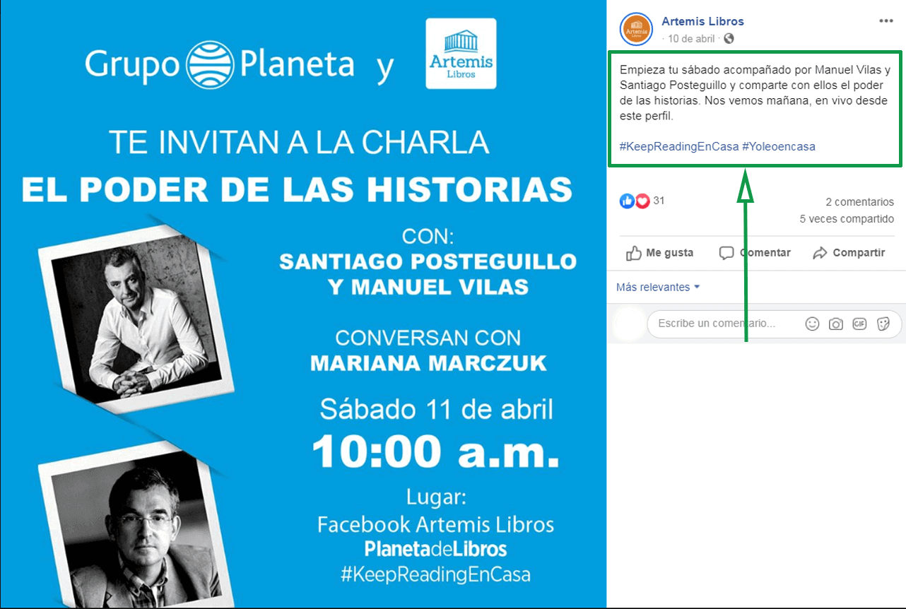Marketing para librerías. Ejemplo de evento