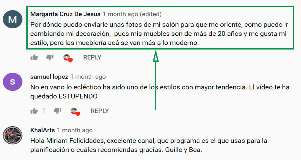 Estrategias de marketing para diseño de interiores. Comentarios de YouTube.