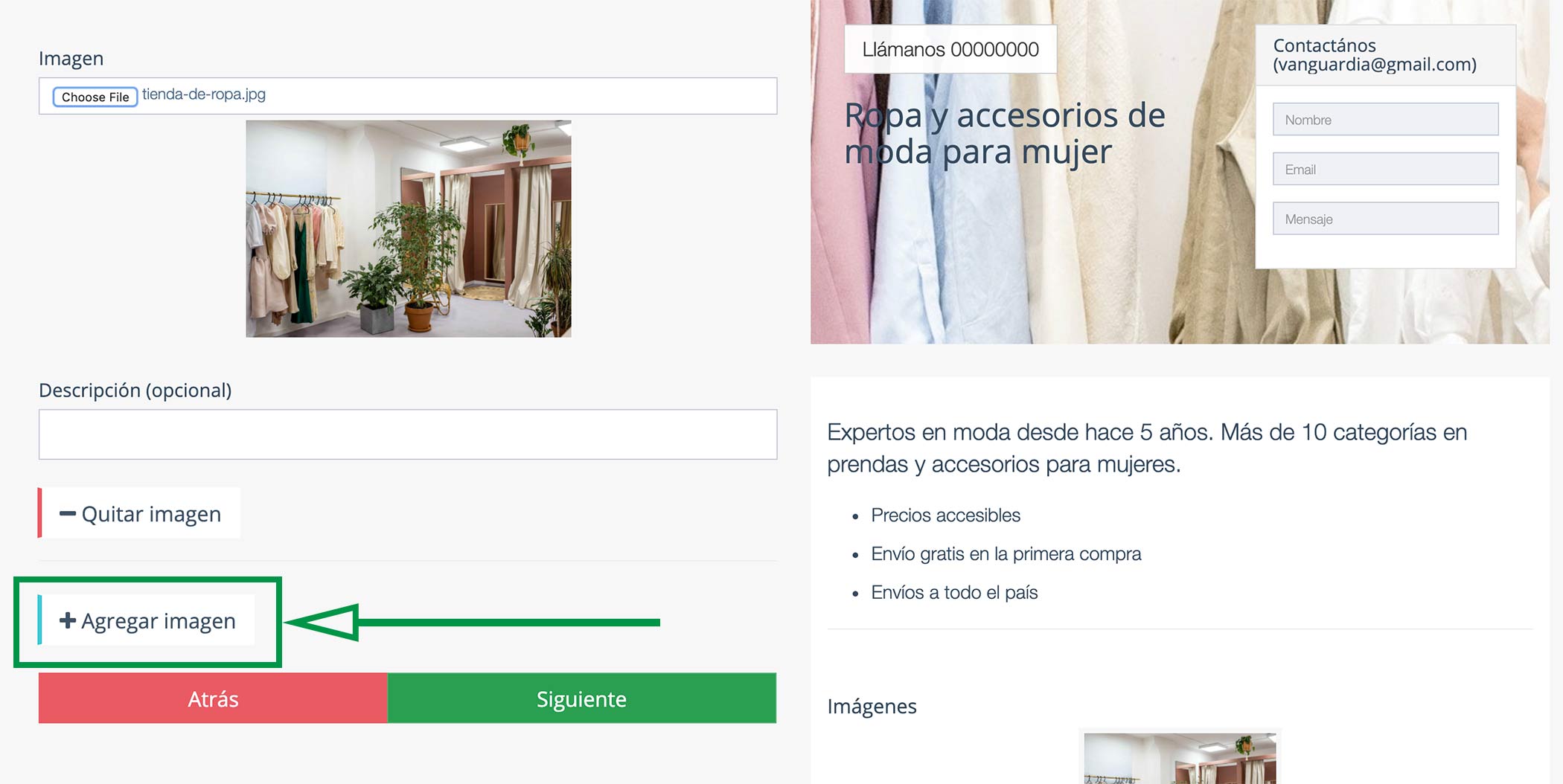 Crear Página Web para vender ropa. Imágenes de negocio