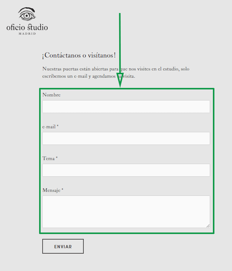 Estrategias para vender artesanías por internet. Ejemplo de formulario de contacto