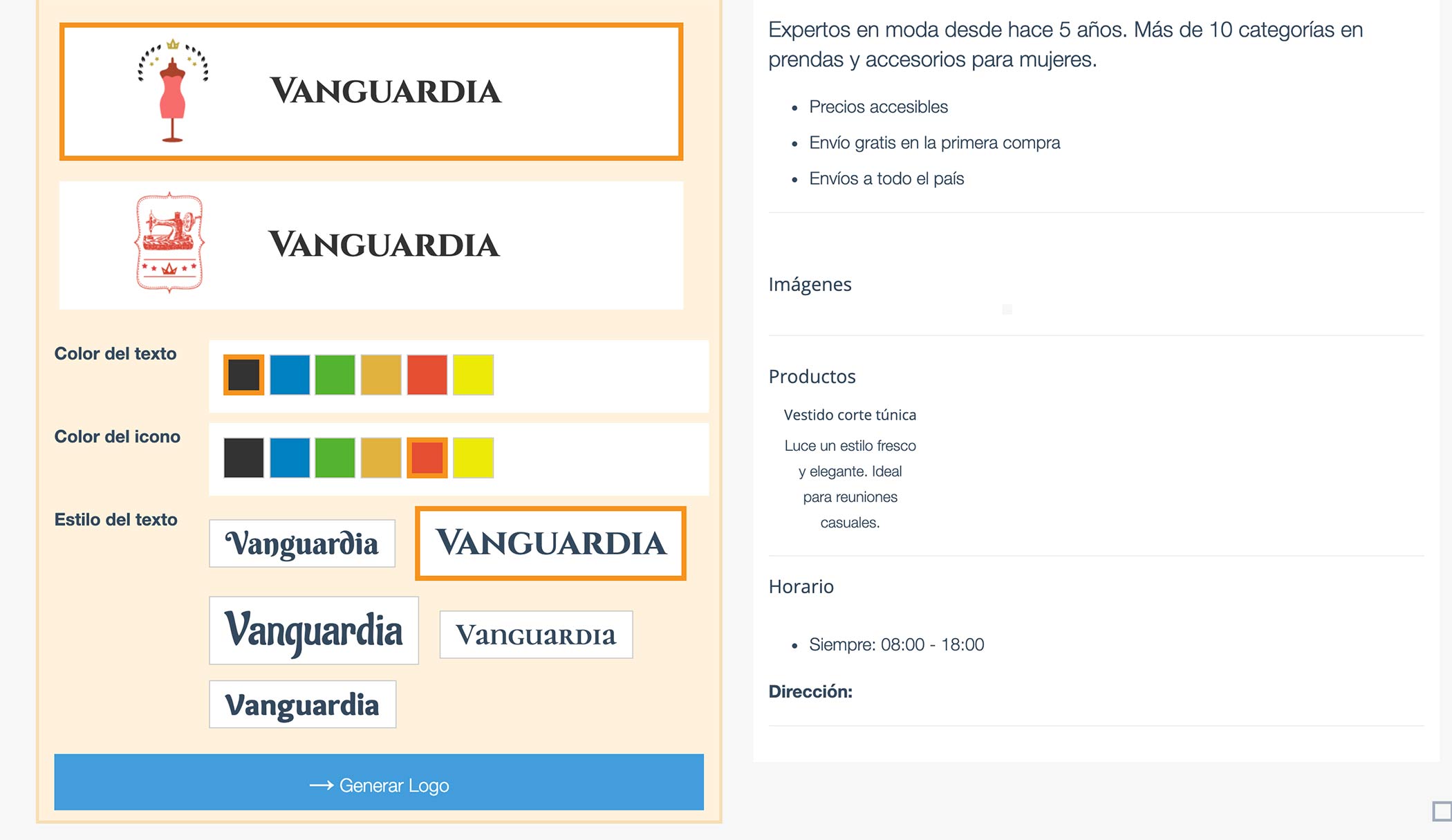 Crear Página Web para vender ropa. Generar logo