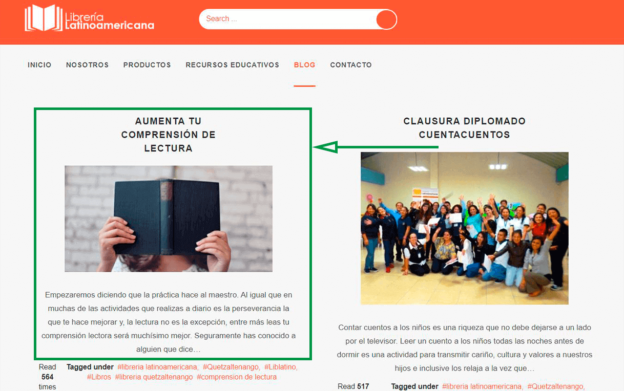 Marketing para librerías. Ejemplo de blog de librería latinoamericana