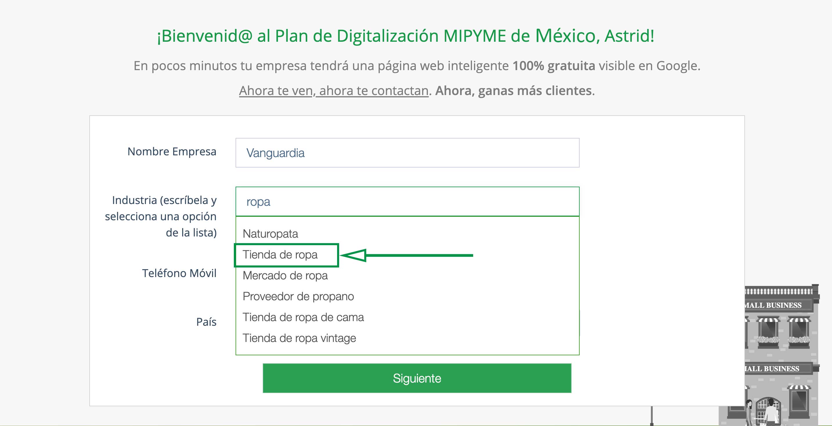 Crear Página Web para vender ropa. Datos de empresa