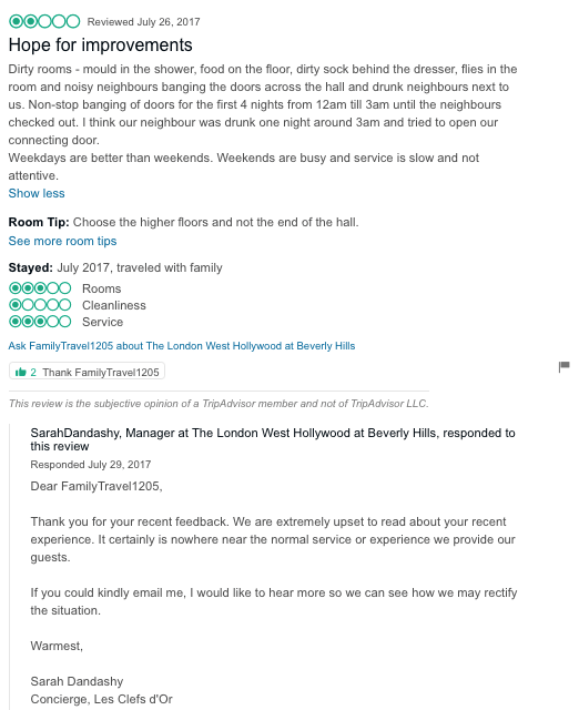 marketing para hoteles ejemplo respuesta reseña