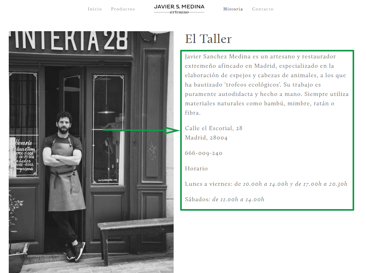 Estrategias para vender artesanías por internet. Ejemplo de página web de artesano.