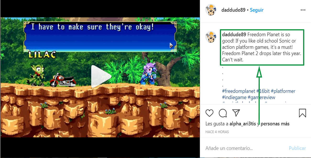 8. Marketing para videojuegos. Publicación de Instagram