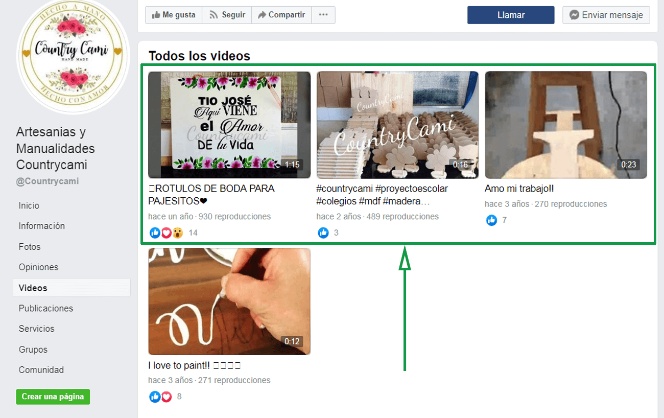 Estrategias para vender artesanías por internet. Ejemplo de una fanpage