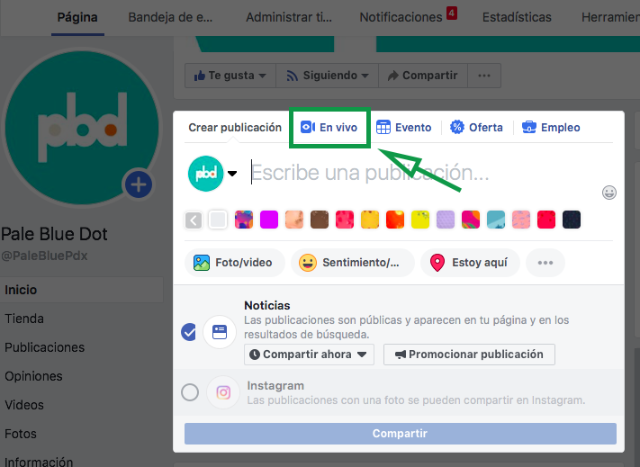 Estrategias de marketing para eventos.Transmisión en directo desde Facebook.