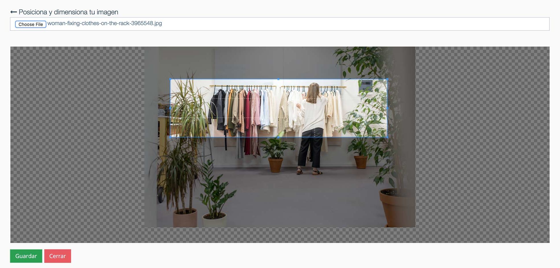 Crear Página Web para vender ropa. Ajustar foto de portada