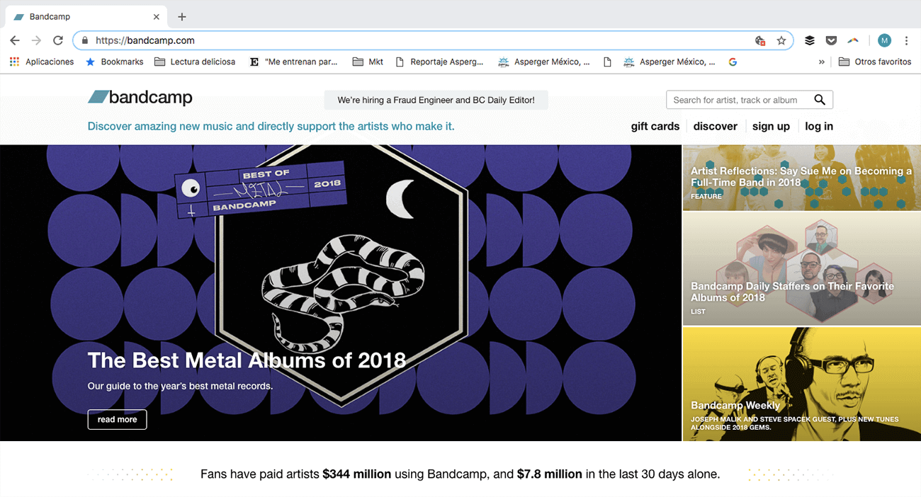 Marketing musical. Bandcamp.