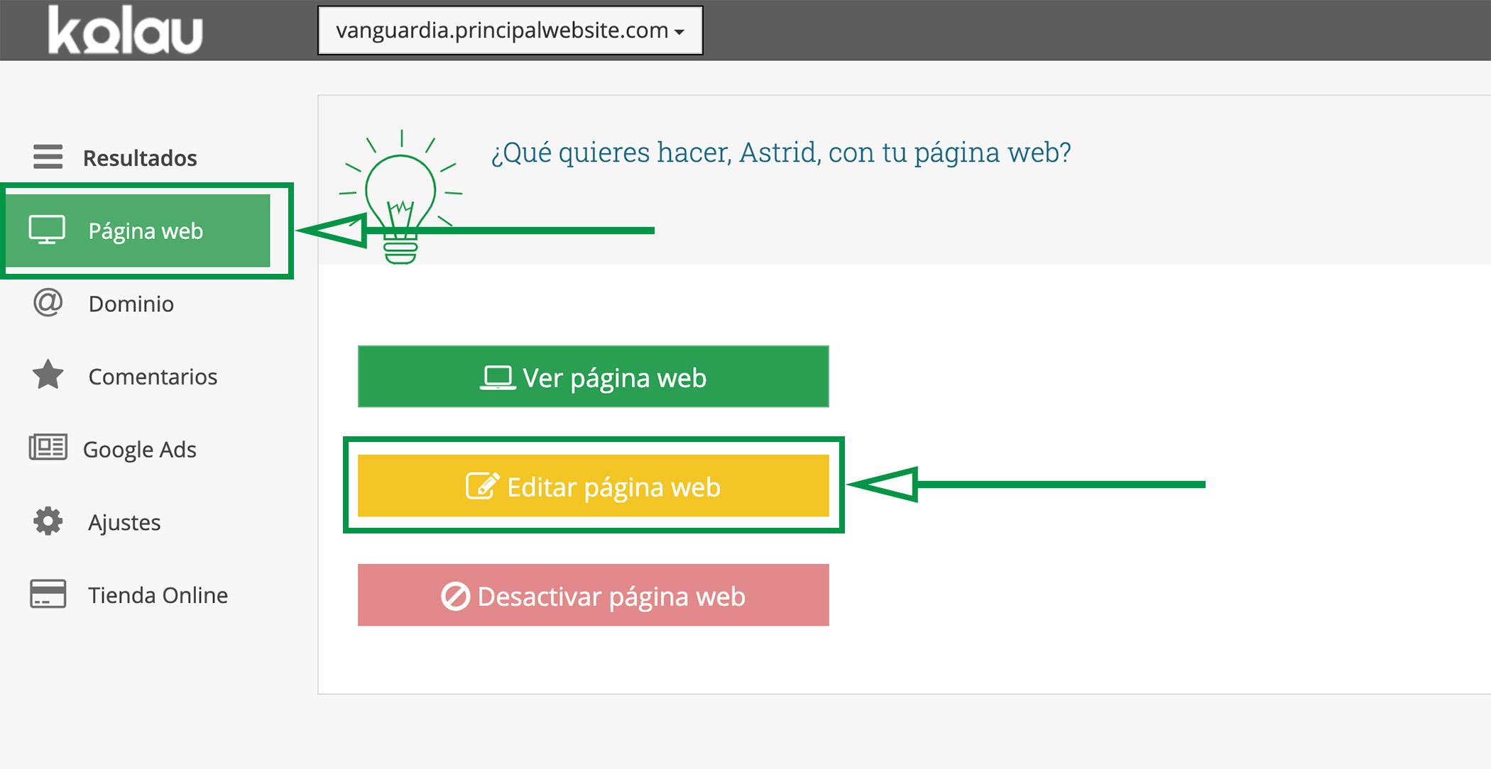 Crear Página Web para vender ropa. Editar Página