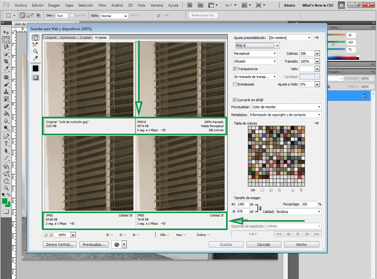 Estrategias para vender artesanías por internet. Pantalla de Photoshop